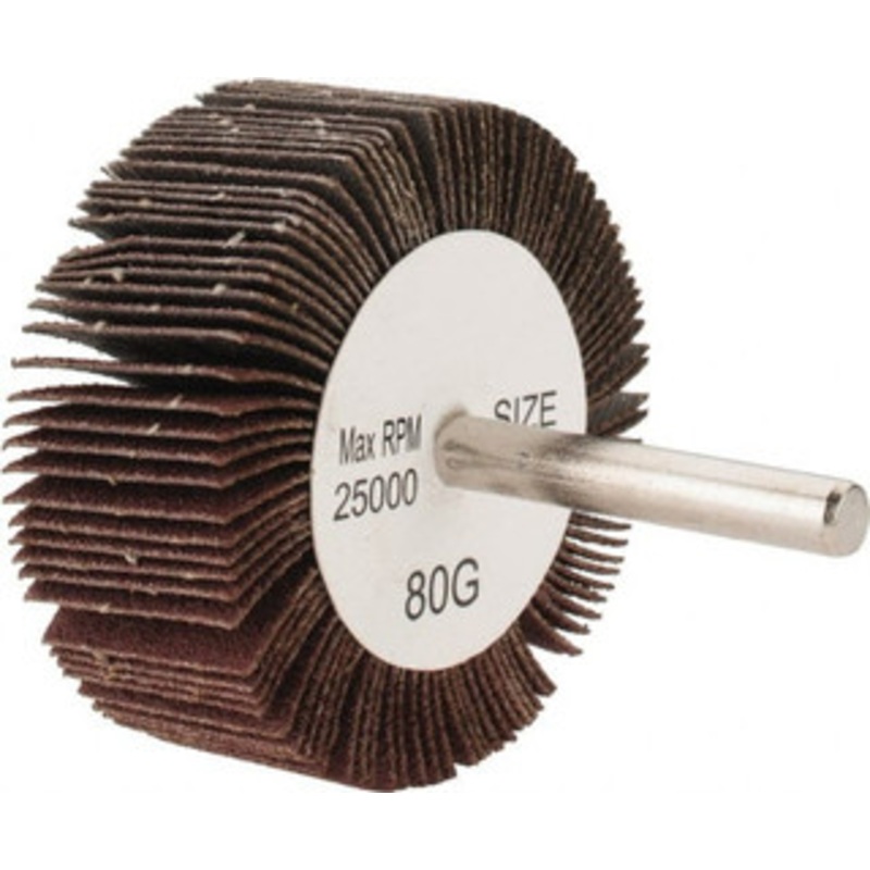 Tru-Maxx 2-1/2 Diam x 1 Face Width, Medium Aluminum Oxide Coated Mounted Flap Wheel 1/4 Shank Mount, 80 Grit, 25,000 Max RPM SZMFW980 – 87661146