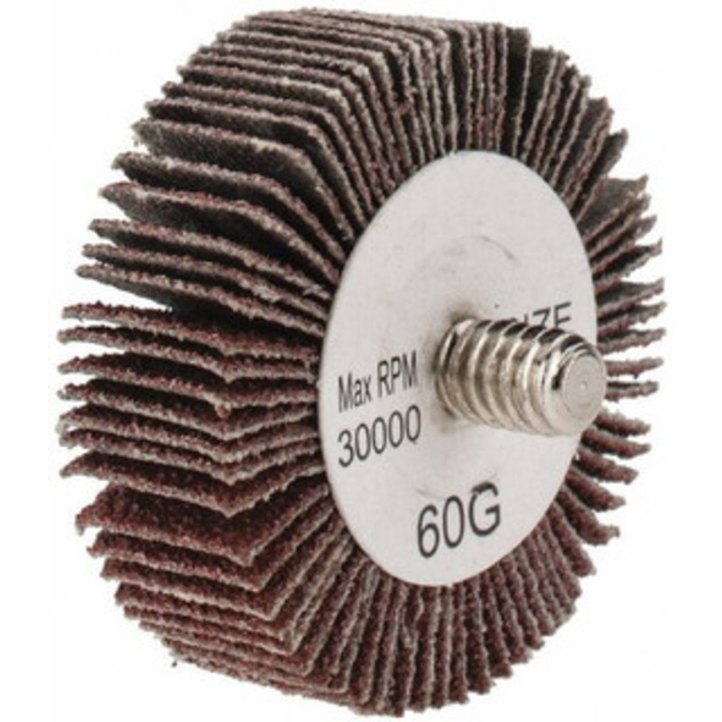 Tru-Maxx 1-1/2 Diam x 1/2 Face Width, Medium Aluminum Oxide Coated Mounted Flap Wheel 1/4-20 Threaded Mount, 60 Grit, 30,000 Max RPM SZQC460 – 87656948