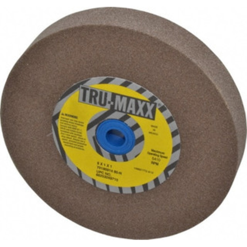 Tru-Maxx 80 Grit Aluminum Oxide Bench & Pedestal Grinding Wheel 6 Diam x 1 Hole x 1 Thick, 5410 Max RPM, O Hardness, Medium Grade , Vitrified Bond 66253269710 – 70180914