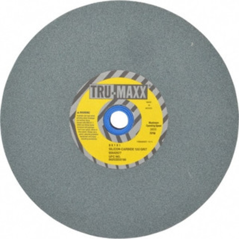 Tru-Maxx 120 Grit Silicon Carbide Bench & Pedestal Grinding Wheel 8 Diam x 1 Hole x 1 Thick, 3600 Max RPM, K Hardness, Fine Grade , Vitrified Bond 66253255190 – 85642577