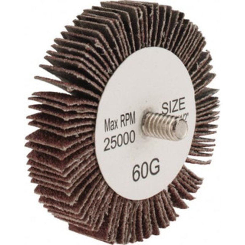 Tru-Maxx 2-1/2 Diam x 1/2 Face Width, Medium Aluminum Oxide Coated Mounted Flap Wheel 1/4-20 Threaded Mount, 60 Grit, 25,000 Max RPM SZQCA60 – 87656542