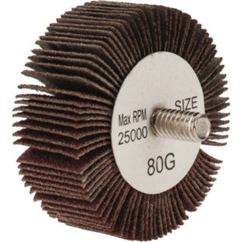 Tru-Maxx 2 Diam x 3/4 Face Width, Medium Aluminum Oxide Coated Mounted Flap Wheel 1/4-20 Threaded Mount, 80 Grit, 25,000 Max RPM SZQC780 – 87656831