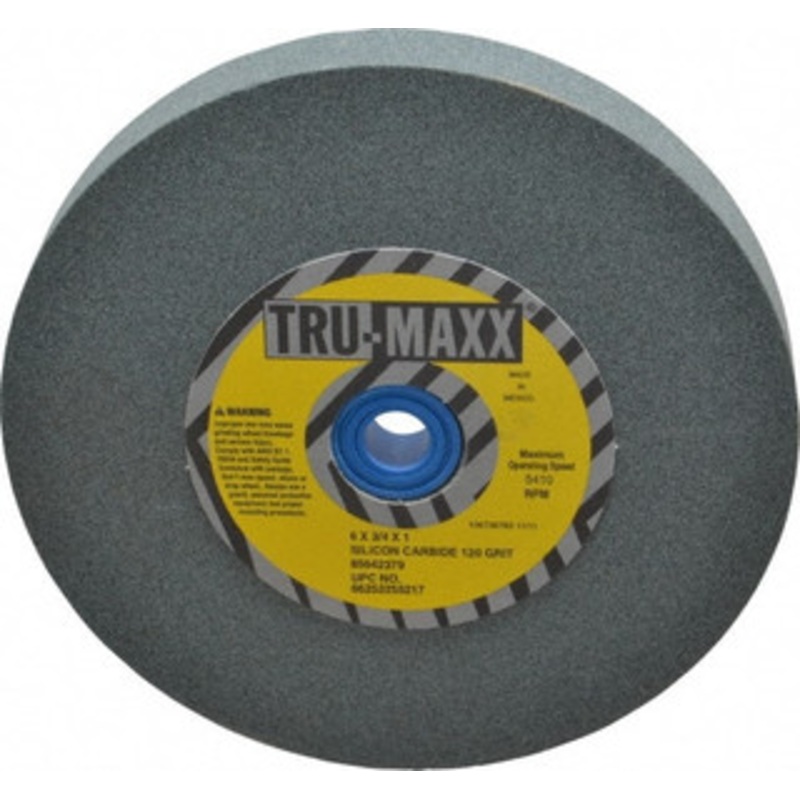 Tru-Maxx 120 Grit Silicon Carbide Bench & Pedestal Grinding Wheel 6 Diam x 1 Hole x 3/4 Thick, 5410 Max RPM, K Hardness, Fine Grade , Vitrified Bond 66253255217 – 85642379