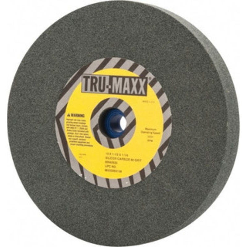 Tru-Maxx 80 Grit Silicon Carbide Bench & Pedestal Grinding Wheel 10 Diam x 1-1/4 Hole x 1-1/2 Thick, 3250 Max RPM, K Hardness, Medium Grade , Vitrified Bond 66253265158 – 85642635