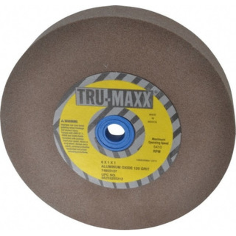 Tru-Maxx 120 Grit Aluminum Oxide Bench & Pedestal Grinding Wheel 6 Diam x 1 Hole x 1 Thick, 5410 Max RPM, O Hardness, Fine Grade , Vitrified Bond 66253255212 – 74855107