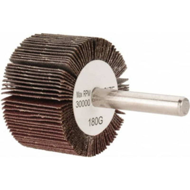 Tru-Maxx 1-1/2 Diam x 1 Face Width, Very Fine Aluminum Oxide Coated Mounted Flap Wheel 1/4 Shank Mount, 180 Grit, 30,000 Max RPM SZMFW4180 – 87661385