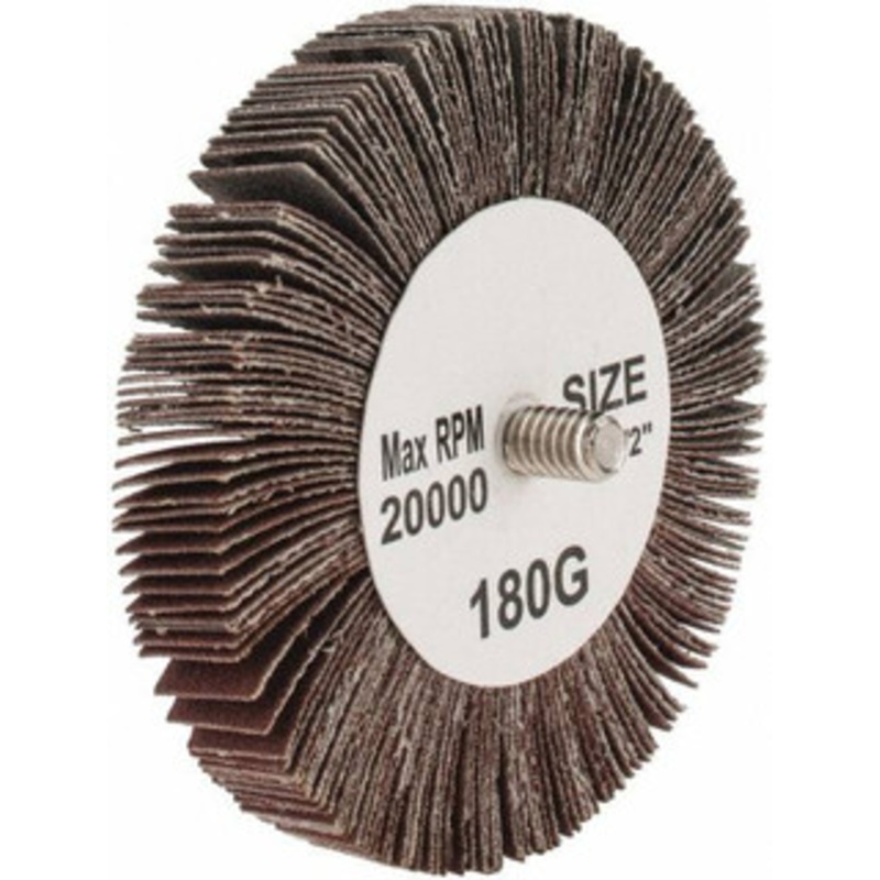 Tru-Maxx 3 Diam x 1/2 Face Width, Very Fine Aluminum Oxide Coated Mounted Flap Wheel 1/4-20 Threaded Mount, 180 Grit, 20,000 Max RPM SZQC3180 – 87657037