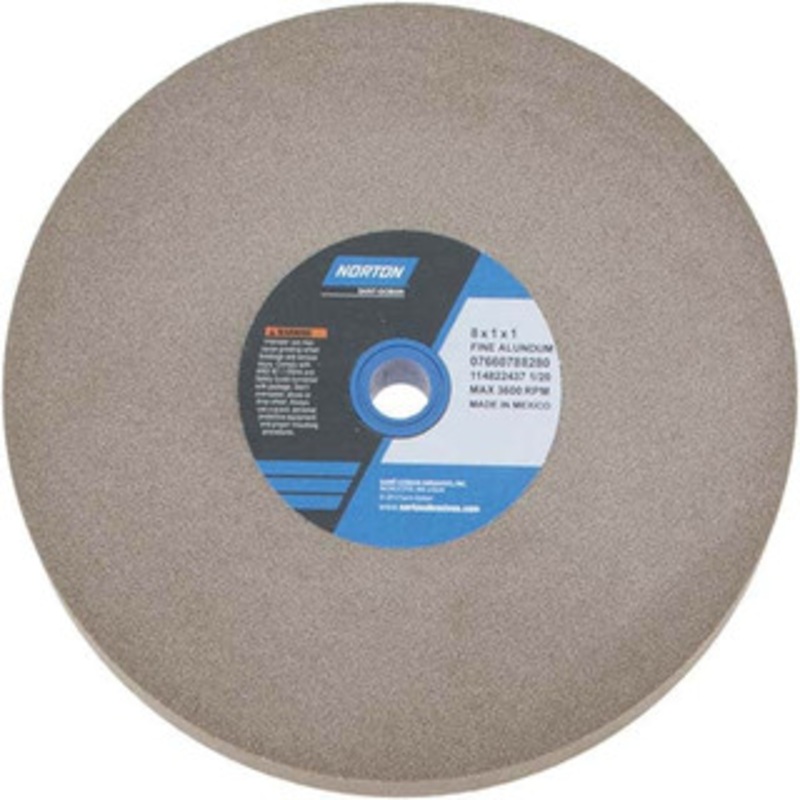 Norton 100 Grit Aluminum Oxide Bench & Pedestal Grinding Wheel 8 Diam x 1 Hole x 1 Thick, 3600 Max RPM, Fine Grade 07660788280 – 75941443