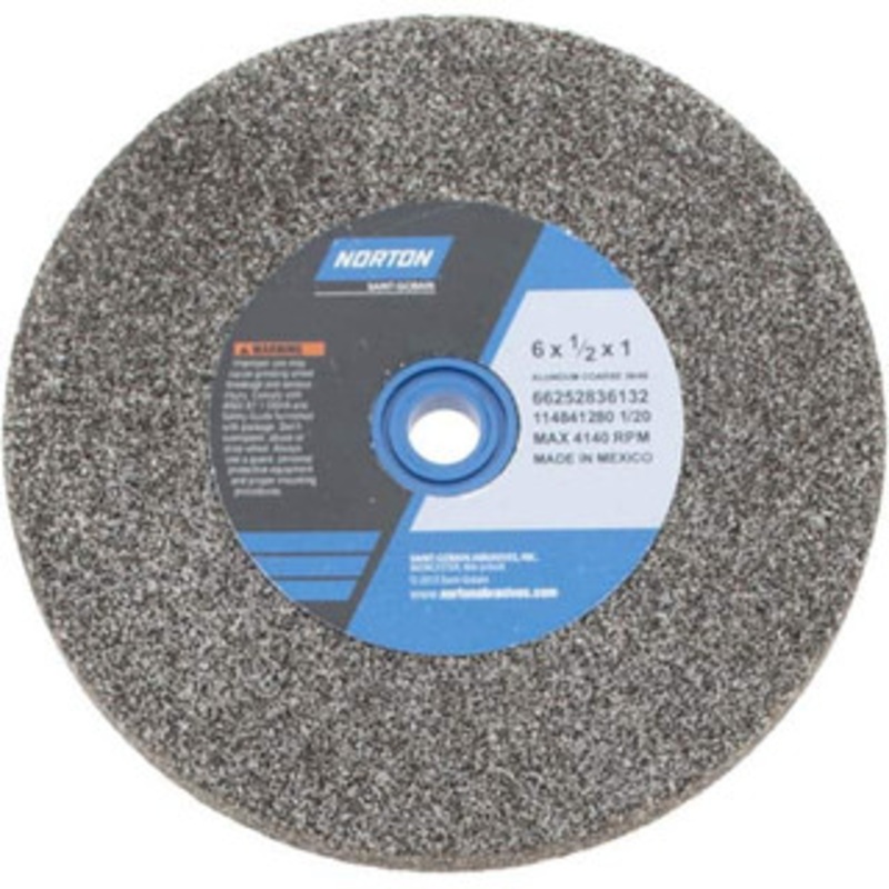 Norton 36 Grit Aluminum Oxide Bench & Pedestal Grinding Wheel 6 Diam x 1 Hole x 1/2 Thick, 6210 Max RPM, Very Coarse/Coarse Grade 66252836132 – 75941187