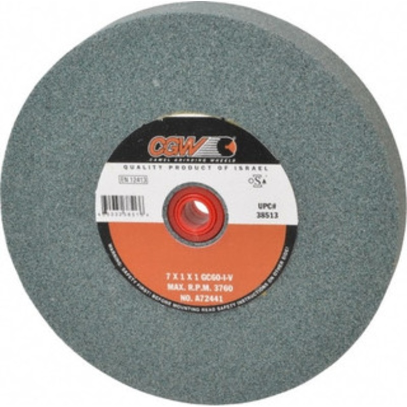 CGW Abrasives 60 Grit Silicon Carbide Bench & Pedestal Grinding Wheel 7 Diam x 1 Hole x 1 Thick, 3760 Max RPM, I Hardness, Medium Grade , Vitrified Bond 38513 – 03588209