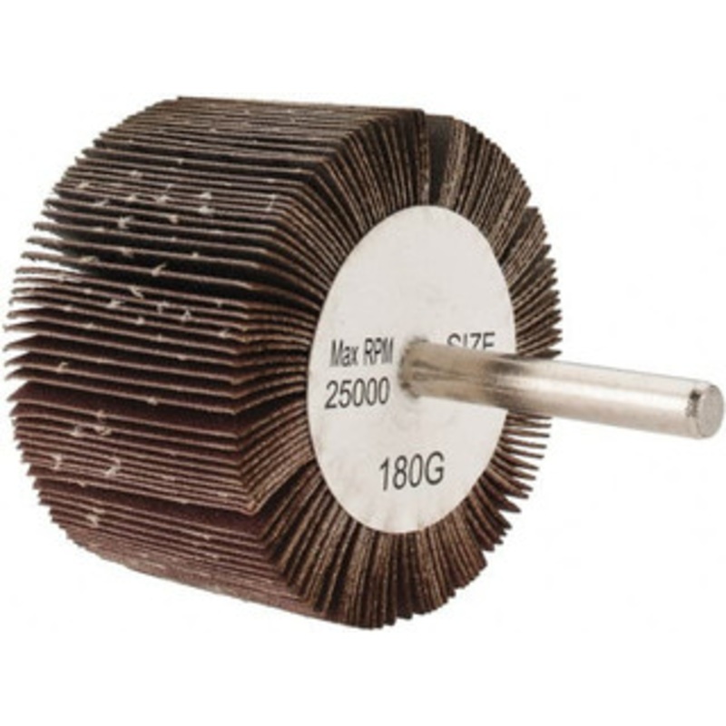 Tru-Maxx 2-1/2 Diam x 1-1/2 Face Width, Very Fine Aluminum Oxide Coated Mounted Flap Wheel 1/4 Shank Mount, 180 Grit, 25,000 Max RPM SZMTD1180 – 87661609