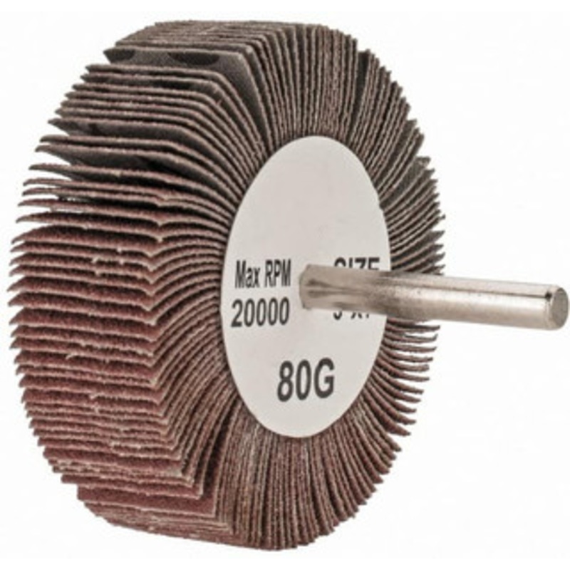 Tru-Maxx 3 Diam x 1 Face Width, Medium Aluminum Oxide Coated Mounted Flap Wheel 1/4 Shank Mount, 80 Grit, 20,000 Max RPM SZMFW1380 – 87661724