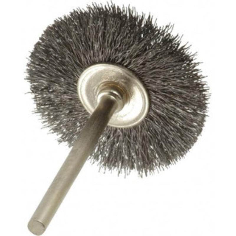 Osborn 1-1/4 OD, 1/8 Shank Diam, Crimped Steel Wheel Brush 0.005 Filament Diam, 25,000 RPM 0007576800 – 00079517