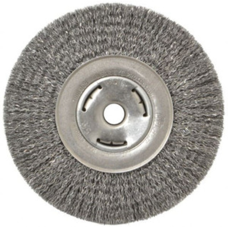 Weiler Abrasives 7 OD, 5/8 Arbor Hole, Crimped Steel Wheel Brush 7/8 Face Width, 1-5/8 Trim Length, 0.014 Filament Diam, 6,000 RPM 93632 – 03597036