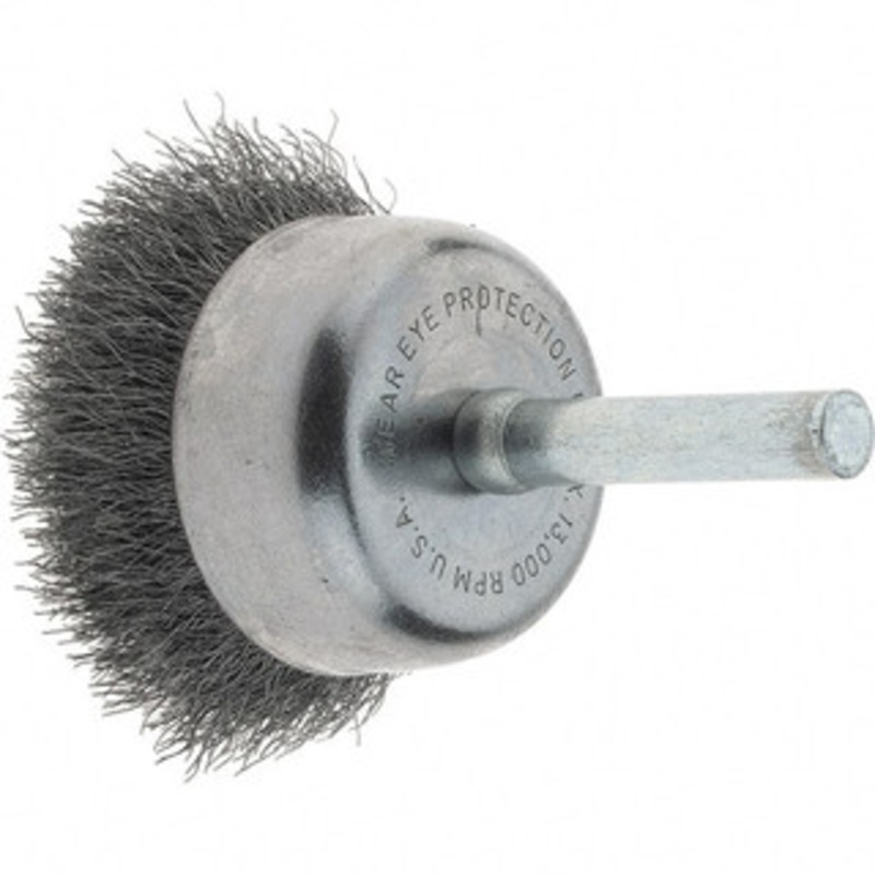Tru-Maxx 1-3/4 Diam 1/4 Shank Steel Fill Cup Brush Crimped Wire, 0.0118 Wire Diam, 3/4 Trim, 13,000 Max RPM 88553 – 32246746
