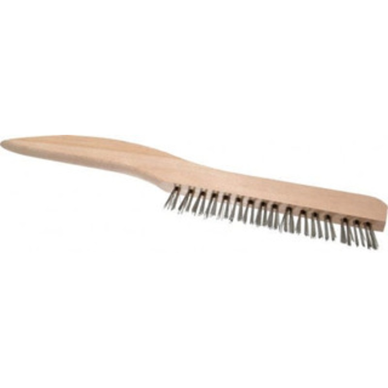 Osborn 1 Rows x 16 Columns Stainless Steel Platers Brush 5 Brush Length, 10 OAL, 3/4 Trim Length, Wood Shoe Handle 0005404000 – 53502399