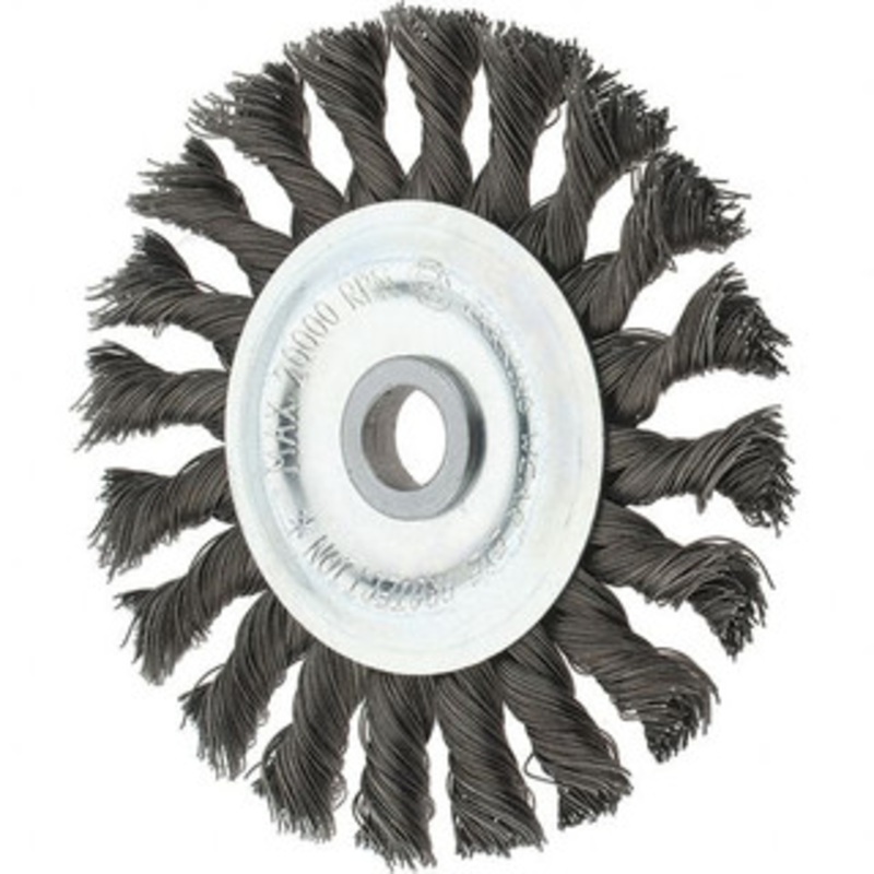 Tru-Maxx 4 OD, 1/2 Arbor Hole, Knotted Steel Wheel Brush 5/8 Face Width, 7/8 Trim Length, 0.014 Filament Diam, 20,000 RPM 88505 – 32250714