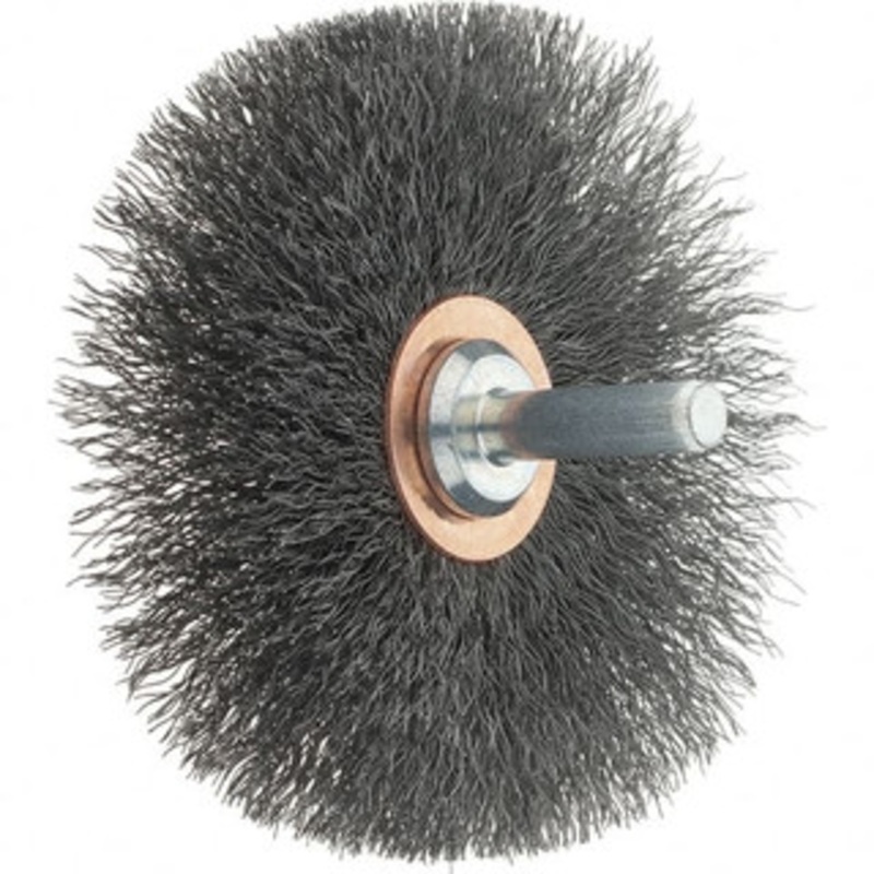 Tru-Maxx 3 OD, 1/4 Shank Diam, Crimped Steel Wheel Brush 1/2 Face Width, 1 Trim Length, 0.008 Filament Diam, 12,500 RPM 88560 – 32246605