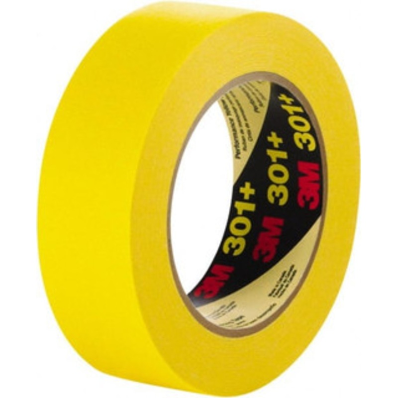 3M 72mm Wide x 180 ft. Long x 6.3 mil Yellow Paper Masking Tape Rubber Adhesive, 22 Lb/In Tensile Strength, Series 301+ 7000124892 – 52649308