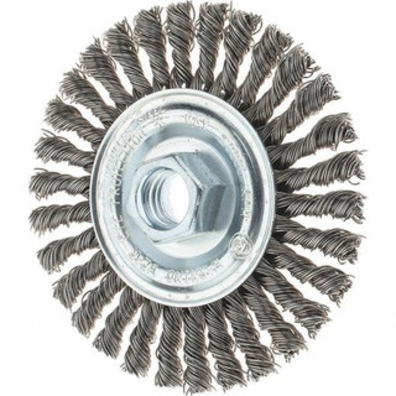 Tru-Maxx 4 OD, 5/8-11 Arbor Hole, Stringer Bead Stainless Steel Wheel Brush 1/4 Face Width, 7/8 Trim Length, 0.02 Filament Diam, 20,000 RPM 88544 – 32250755