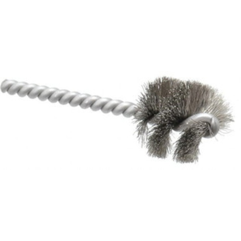 Made in USA 1-1/8 Diam Helical Stainless Steel Tube Brush 0.008 Filament Diam, 1 Brush Length, 3-1/2 OAL, 0.248 Diam Stainless Steel Shank 09-401828 – 03715356