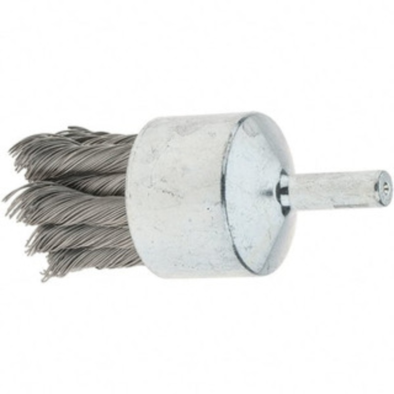 Tru-Maxx 1-1/8 Diam Stainless Steel Knotted End Brush 7/8 Trim Length, 1/4 Shank Diam, 22,000 Max RPM 88530 – 32246068