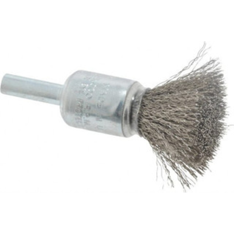 Weiler Abrasives 1/2 Diam Stainless Steel Crimped End Brush 7/8 Trim Length, 1/4 Shank Diam, 25,000 Max RPM 90300 – 00462788