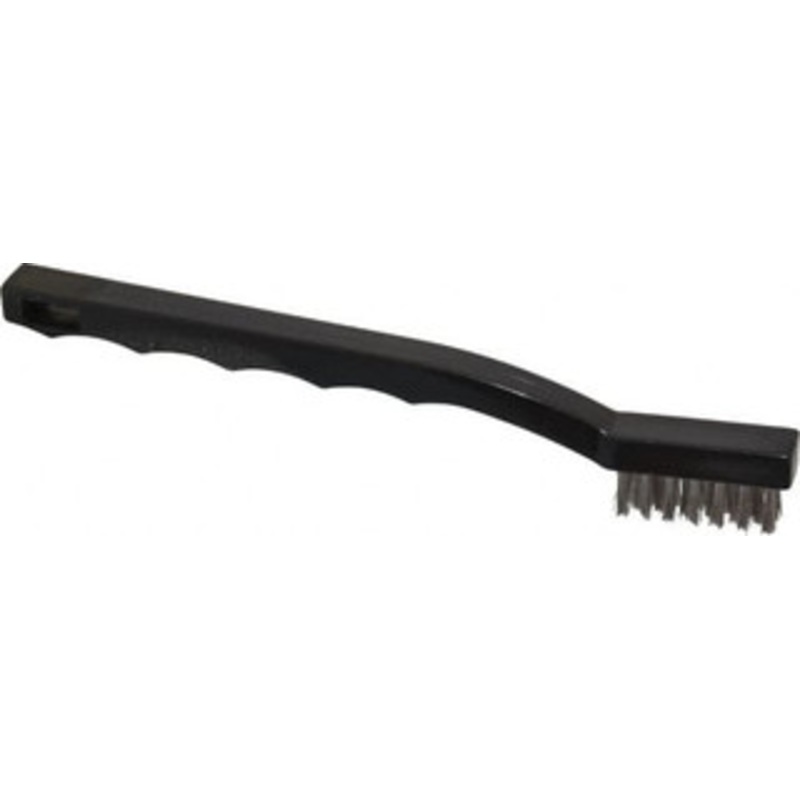 Made in USA 3 Rows x 7 Columns Stainless Steel Scratch Hand Brush 1-1/2 Brush Length, 7-1/4 OAL, 1/2 Trim Length, Plastic Toothbrush Handle P8138-SS – 00358820