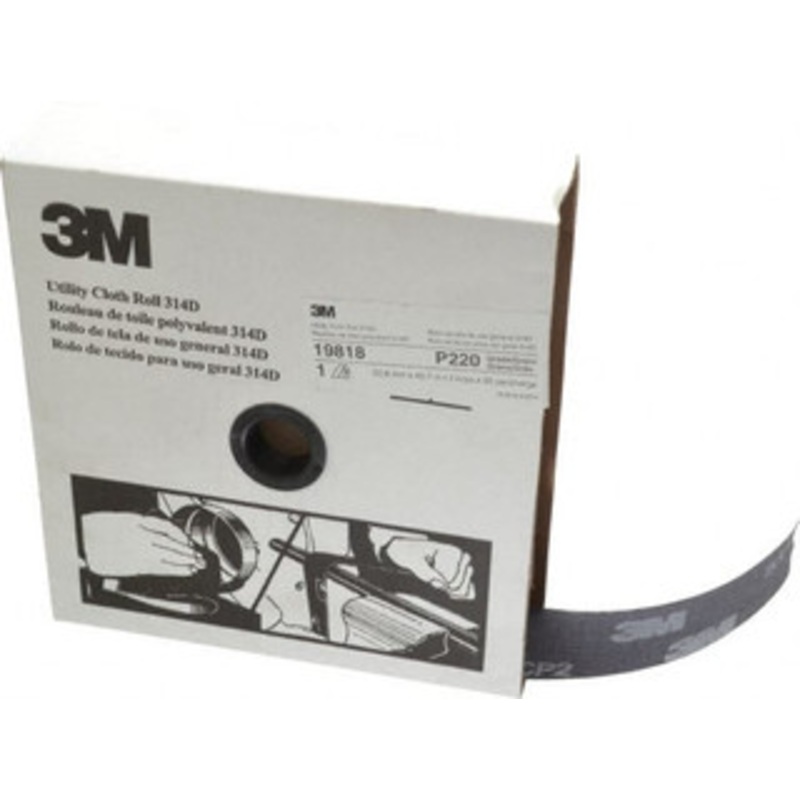 3M 2 x 50 Yd 220 Grit Aluminum Oxide Shop Roll Very Fine Grade, J Weighted Cloth Backing 7000118538 – 06363626