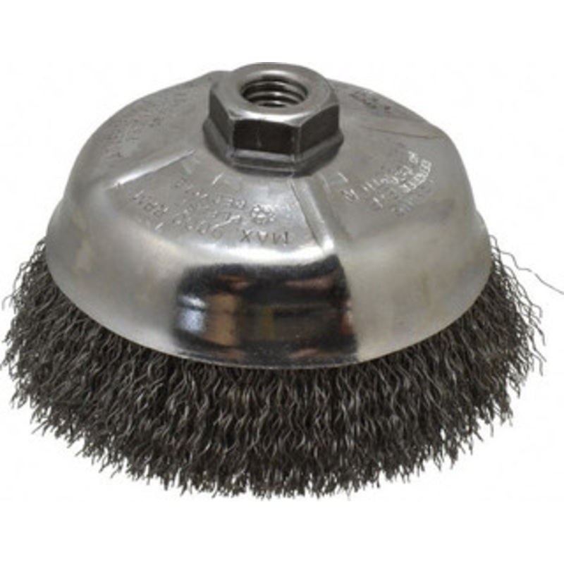 Weiler Abrasives 5 Diam 5/8-11 Threaded Arbor Steel Fill Cup Brush Crimped Wire, 0.014 Wire Diam, 1-1/4 Trim, 8,000 Max RPM 14206 – 75848994