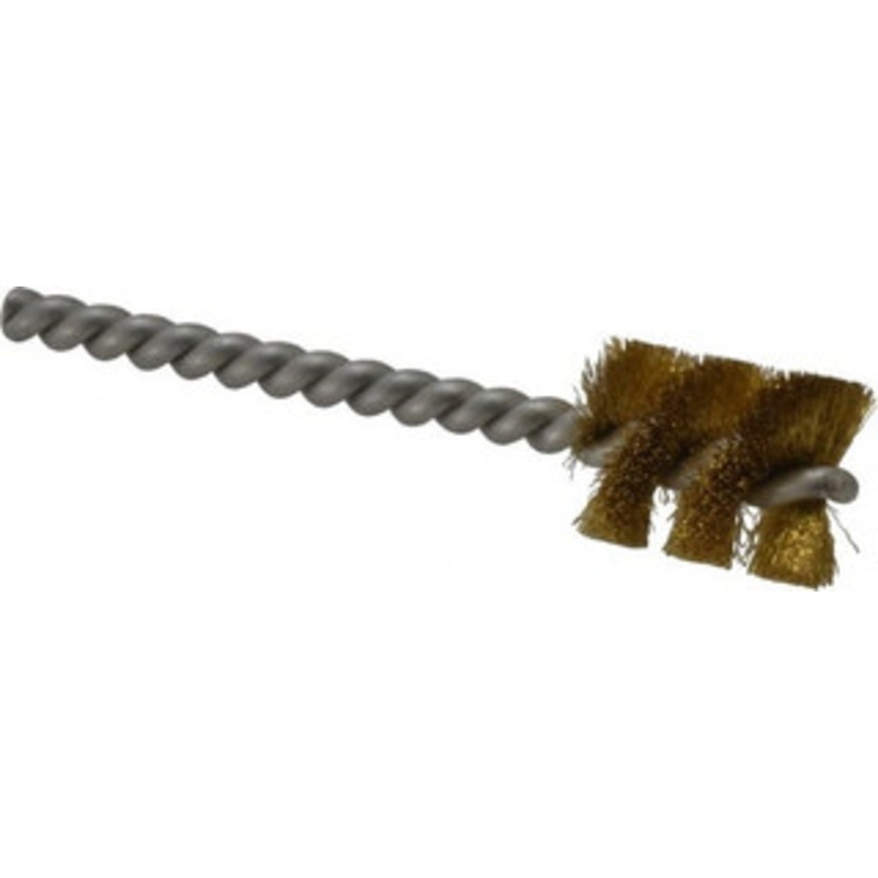 Made in USA 3/4 Diam Helical Brass Tube Brush Single Spiral, 0.005 Filament Diam, 1 Brush Length, 3-1/2 OAL, 0.213 Diam Stainless Steel Shank 09-401235 – 03715505