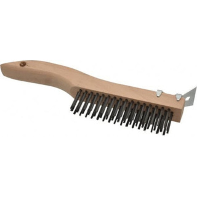 Made in USA 4 Rows x 16 Columns Wire Scratch Brush 10 OAL, 1-3/16 Trim Length, Wood Shoe Handle E164-SC – 01252907