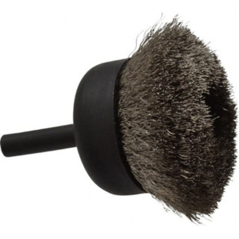 Osborn 1-3/4 Diam 1/4 Shank Stainless Steel Fill Cup Brush Crimped Wire, 0.006 Wire Diam, 1/2 Trim, 13,000 Max RPM 0003241200 – 00221499