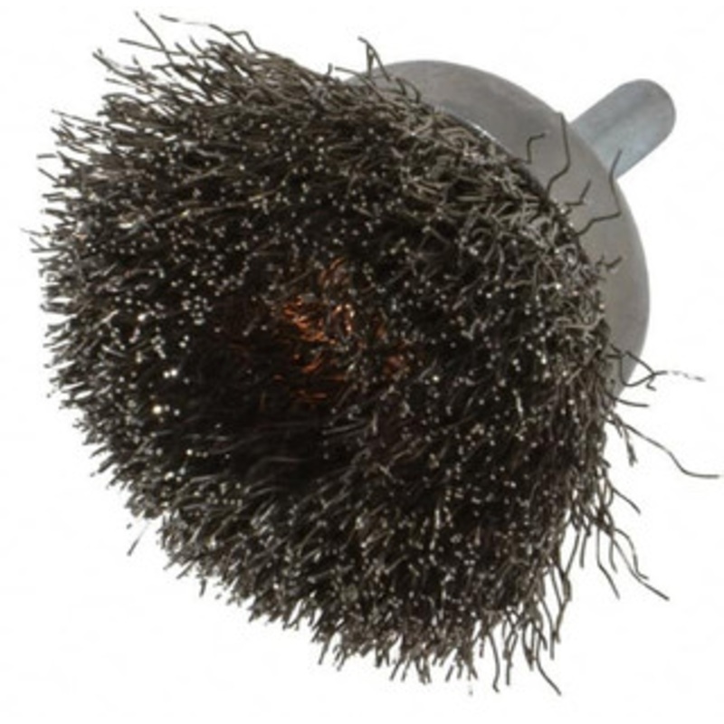 Weiler Abrasives 1-3/4 Diam 1/4 Shank Stainless Steel Fill Cup Brush Crimped Wire, 0.0118 Wire Diam, 3/4 Trim, 13,000 Max RPM 90317 – 00462952