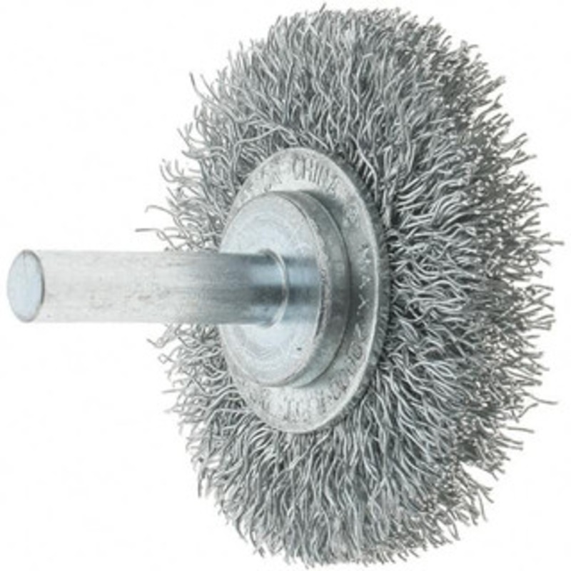 Tru-Maxx 2 OD, 1/4 Shank Diam, Crimped Steel Wheel Brush 3/8 Face Width, 7/16 Trim Length, 0.014 Filament Diam, 20,000 RPM 88565 – 32250946