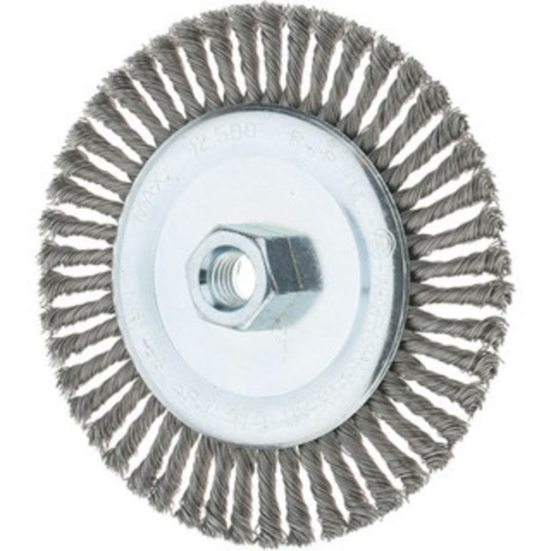Tru-Maxx 6 OD, 5/8-11 Arbor Hole, Stringer Bead Steel Wheel Brush 3/16 Face Width, 1-1/8 Trim Length, 0.02 Filament Diam, 12,500 RPM 88547 – 32246126