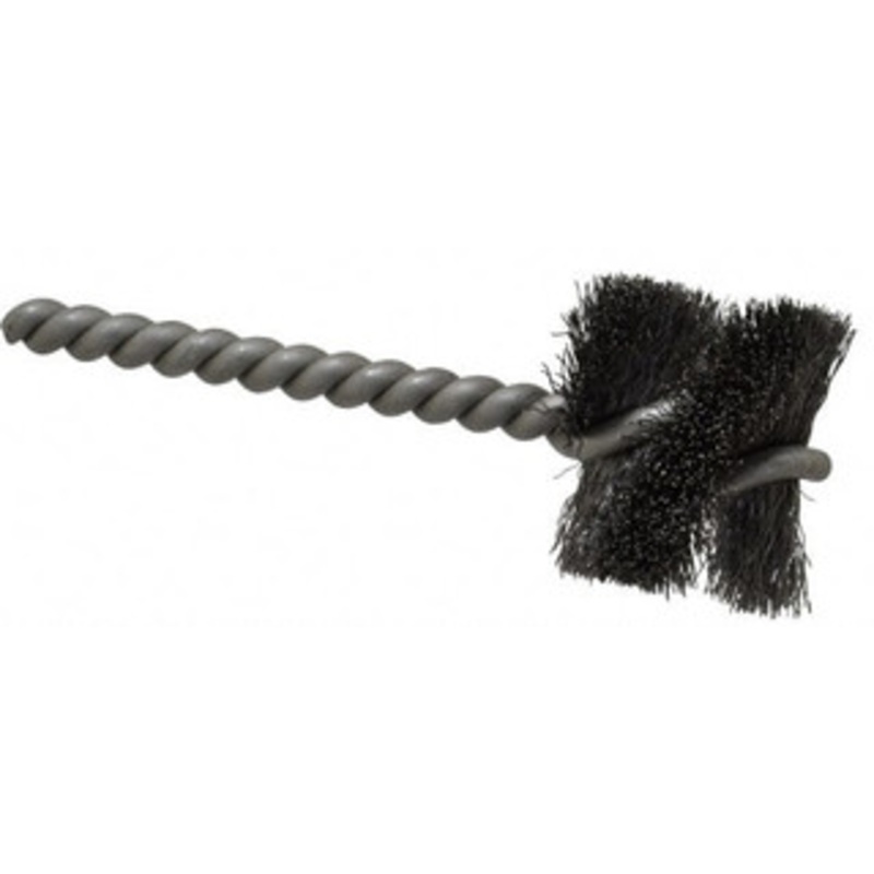 Made in USA 1-1/4 Diam Helical Steel Tube Brush Single Spiral, 0.008 Filament Diam, 1 Brush Length, 3-1/2 OAL, 0.248 Diam Stainless Steel Shank 09-402018 – 03715455
