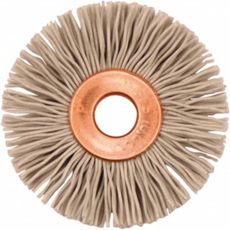 Weiler Abrasives 1-3/8 OD, 1/4 Arbor Hole, Nylon Wheel Brush 5/16 Face Width, 3/8 Trim Length, 0.018 Filament Diam, 10,000 RPM 16310 – 75849539