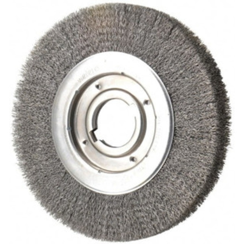 Weiler Abrasives 10 OD, 2 Arbor Hole, Crimped Steel Wheel Brush 1-1/8 Face Width, 2 Trim Length, 0.0118 Filament Diam, 3,600 RPM 06150 – 75844910