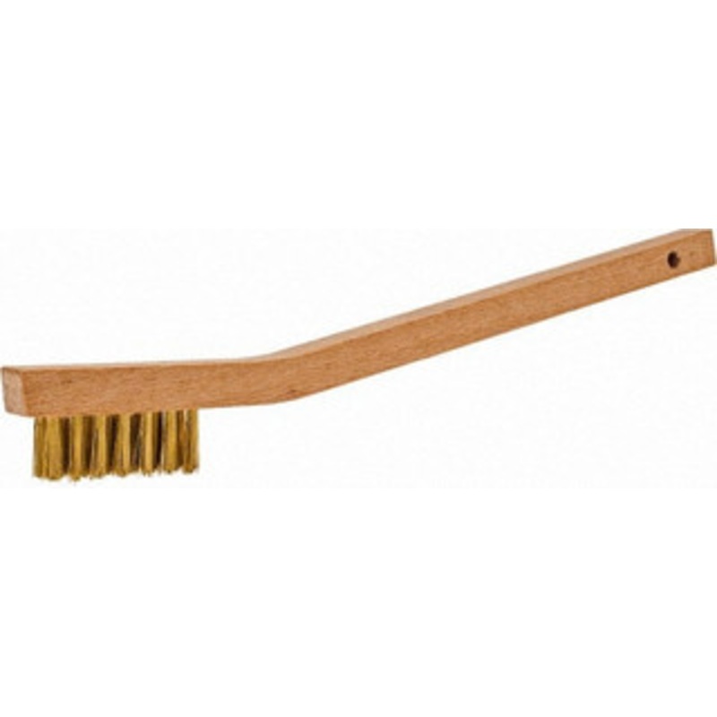 PRO-SOURCE 3 Rows x 7 Columns Brass Welder Brush 1-1/2 Brush Length, 7-3/4 OAL, 1/2 Trim Length, Wood Toothbrush Handle WWB-164802 – 09301680