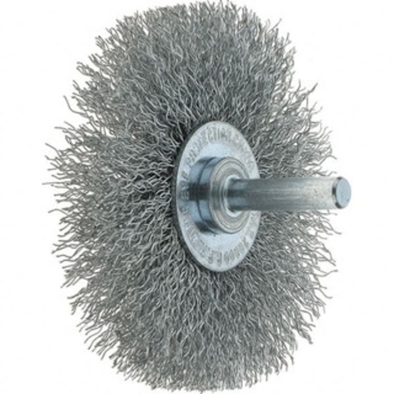 Tru-Maxx 3 OD, 1/4 Shank Diam, Crimped Steel Wheel Brush 1/2 Face Width, 13/16 Trim Length, 0.014 Filament Diam, 20,000 RPM 88566 – 32250912