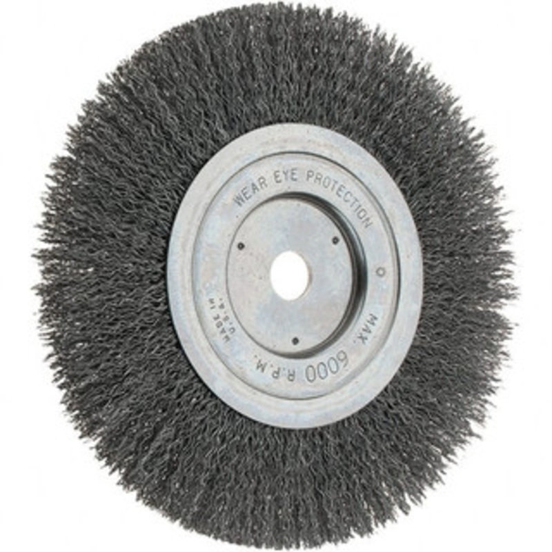 Weiler Abrasives 7 OD, 5/8 Arbor Hole, Crimped Steel Wheel Brush 1 Face Width, 2 Trim Length, 0.014 Filament Diam, 6,000 RPM 93503 – 64705445