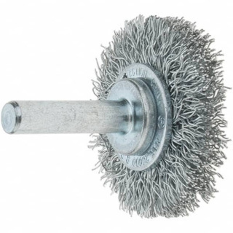 Tru-Maxx 1-1/2 OD, 1/4 Shank Diam, Crimped Steel Wheel Brush 1/4 Face Width, 3/8 Trim Length, 0.0118 Filament Diam, 20,000 RPM 88563 – 32250938