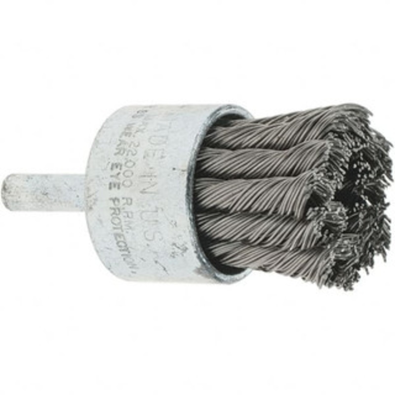 Tru-Maxx 1-1/8 Diam Stainless Steel Knotted End Brush 7/8 Trim Length, 1/4 Shank Diam, 22,000 Max RPM 88531 – 32246043