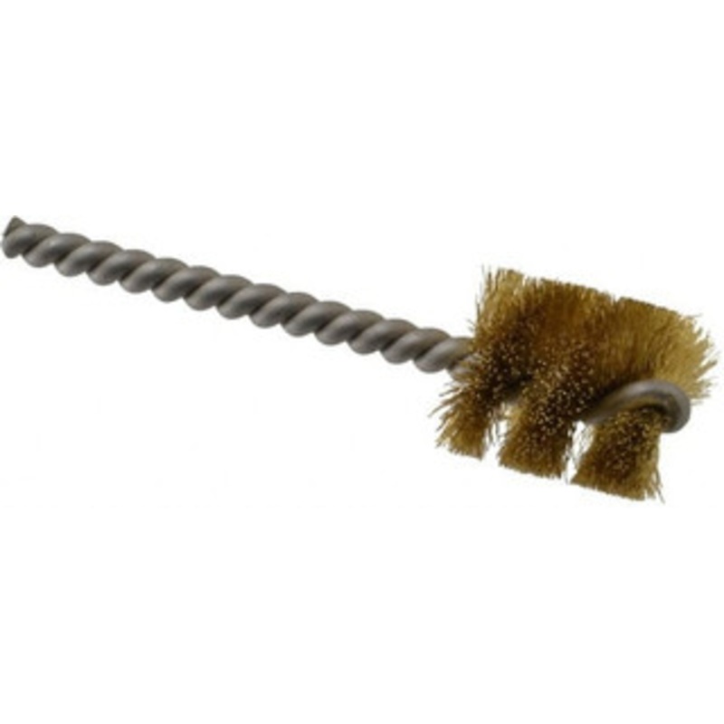 Made in USA 7/8 Diam Helical Brass Tube Brush Single Spiral, 0.006 Filament Diam, 1 Brush Length, 3-1/2 OAL, 0.213 Diam Stainless Steel Shank 09-401436 – 03715513