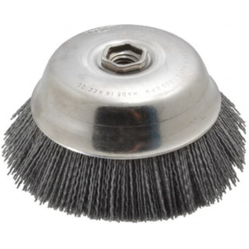 Osborn 6 Diam 5/8-11 Threaded Arbor Silicon Carbide Fill Cup Brush Straight Wire, Silicon Carbide Abrasive, 1-1/2 Trim, 6,000 Max RPM 0003213800 – 00221986