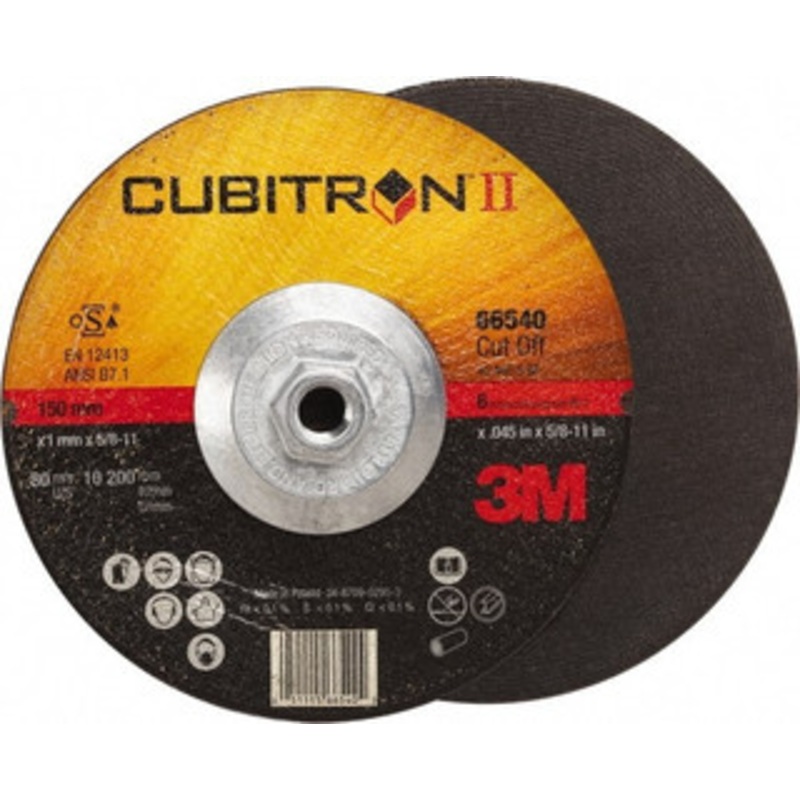 3M 60 Grit, 6 Wheel Diam, Type 27 Depressed Center Wheel Ceramic, Resinoid Bond, S Hardness, 10,200 Max RPM 7100098355 – 81679656